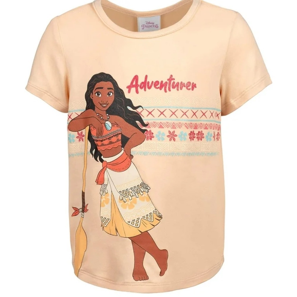 Disney Princess Girls Moana Adventurer Yellow T-Shirt size Large 10-12